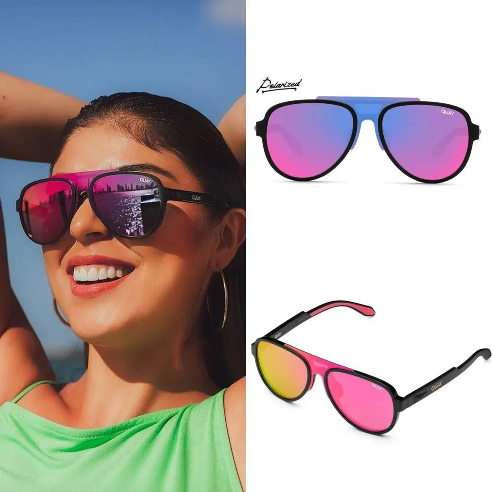 NEW RARE QUAY Wild Card Black Pink Polarized Sunglasses